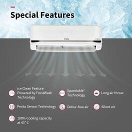 Hitachi RAS.V522PCBISH1, 2 Ton 5 Star Inverter Split AC with 4-Way Swing, Xpandable+, 100% Copper and Dust Filter, White