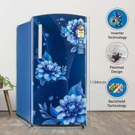 Lloyd GLDC213SBBT2PB, 200 Litre 3 Star Single Door Inverter Refrigerator with Fast Ice Making and Adjustable Glass Shelf, Begonia Blue