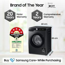 Samsung WW12DG6B24ABTL, 12KG 5 star Fully Front-Load Machine with Digital Inverter, AI Control, Super Speed, Wi-Fi and Inbuilt Heater, Black