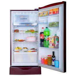 Lloyd GLDF214SGWS1PB, 200 Litre 4 Star Single Door Refrigerator with Base Stand and Inverter Compressor, Gardenia Wine