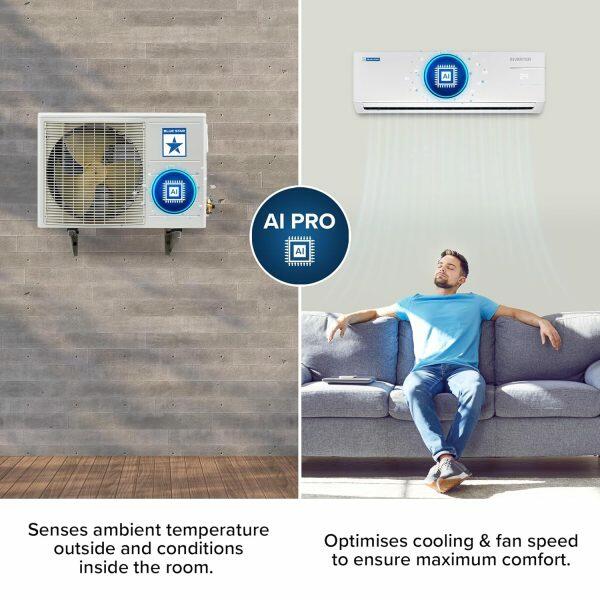 BlueStar IC512RNUR, 1.5 Ton 5 Star Smart Ready Inverter Split AC with 5-in-1 Convertible, Multi Sensors, Blue Fins and Self Diagnosis, White