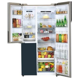 Haier HRT-683GOG, 598 Litre 3 Star 3 Door Side by Side Inverter Refrigerator with Digital Control Panel, 83% Convertible Fridge, Grey Onyx Glass