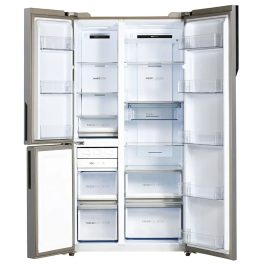 Haier HRT-683GOG, 598 Litre 3 Star 3 Door Side by Side Inverter Refrigerator with Digital Control Panel, 83% Convertible Fridge, Grey Onyx Glass