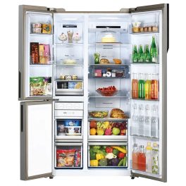 Haier HRT-683GOG, 598 Litre 3 Star 3 Door Side by Side Inverter Refrigerator with Digital Control Panel, 83% Convertible Fridge, Grey Onyx Glass