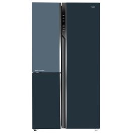 Haier HRT-683GOG, 598 Litre 3 Star 3 Door Side by Side Inverter Refrigerator with Digital Control Panel, 83% Convertible Fridge, Grey Onyx Glass