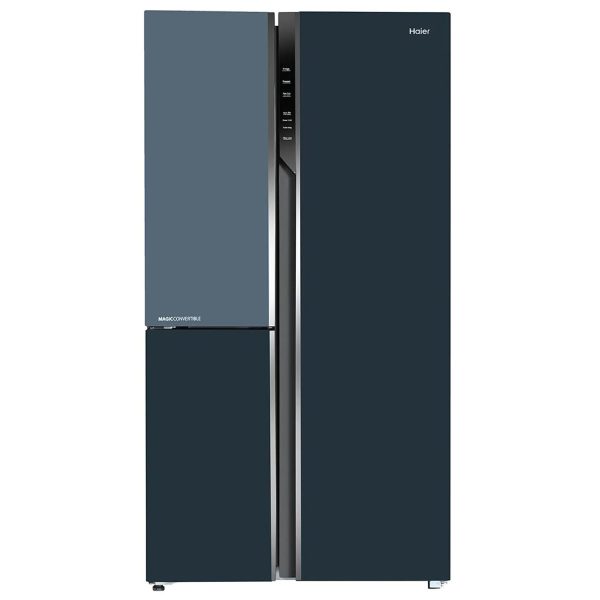 Haier HRT-683GOG, 598 Litre 3 Star 3 Door Side by Side Inverter Refrigerator with Digital Control Panel, 83% Convertible Fridge, Grey Onyx Glass