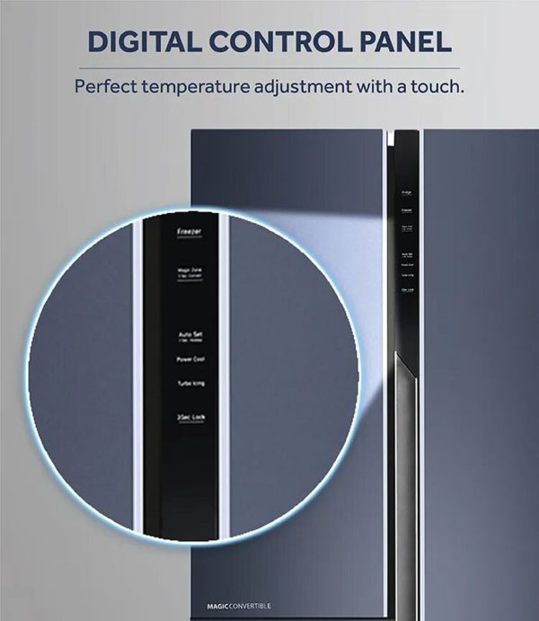 Haier HRT-683GOG, 598 Litre 3 Star 3 Door Side by Side Inverter Refrigerator with Digital Control Panel, 83% Convertible Fridge, Grey Onyx Glass