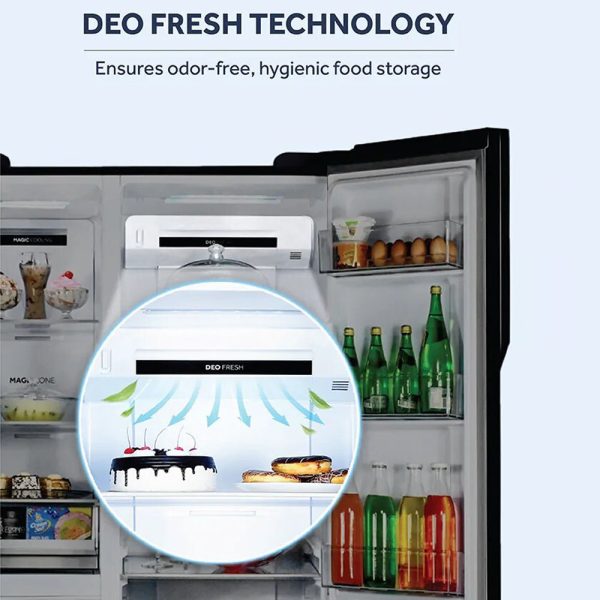 Haier HRT-683GOG, 598 Litre 3 Star 3 Door Side by Side Inverter Refrigerator with Digital Control Panel, 83% Convertible Fridge, Grey Onyx Glass