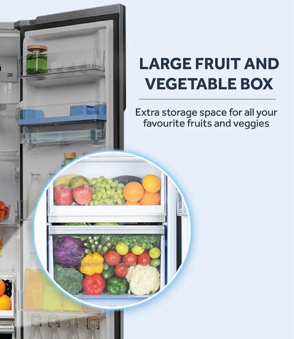 Haier HRT-683GOG, 598 Litre 3 Star 3 Door Side by Side Inverter Refrigerator with Digital Control Panel, 83% Convertible Fridge, Grey Onyx Glass