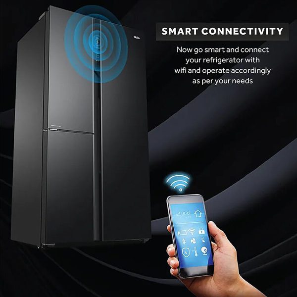 Haier HRT-683GOG, 598 Litre 3 Star 3 Door Side by Side Inverter Refrigerator with Digital Control Panel, 83% Convertible Fridge, Grey Onyx Glass