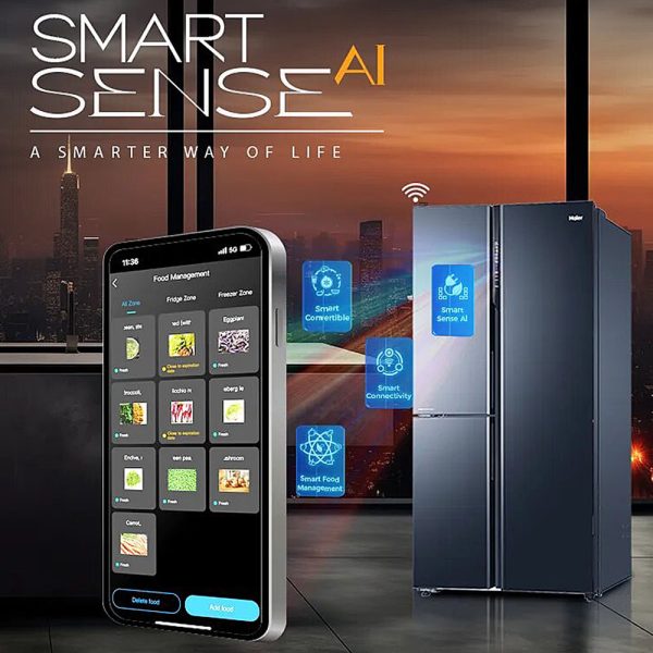 Haier HRT-683GOG, 598 Litre 3 Star 3 Door Side by Side Inverter Refrigerator with Digital Control Panel, 83% Convertible Fridge, Grey Onyx Glass