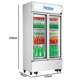 Haier HVC-1050, 1050 Litre Double Door Visi Cooler with Double layer Vacuum Glass Door, Black