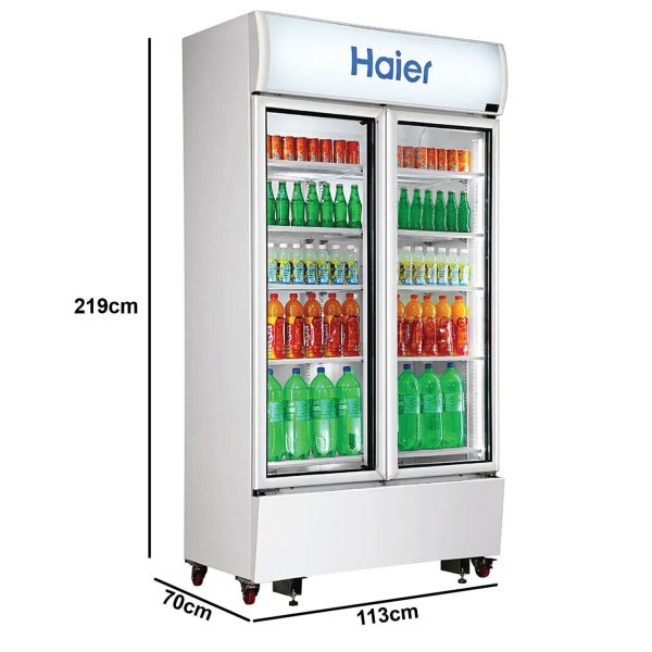 Haier HVC-1050, 1050 Litre Double Door Visi Cooler with Double layer Vacuum Glass Door, Black
