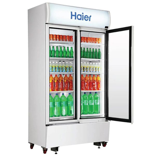 Haier HVC-1050, 1050 Litre Double Door Visi Cooler with Double layer Vacuum Glass Door, Black