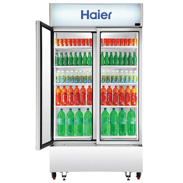 Haier HVC-1050, 1050 Litre Double Door Visi Cooler with Double layer Vacuum Glass Door, Black