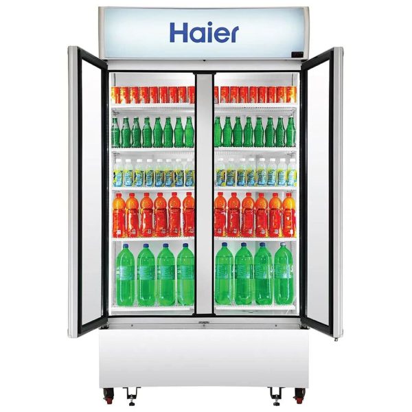 Haier HVC-1050, 1050 Litre Double Door Visi Cooler with Double layer Vacuum Glass Door, Black