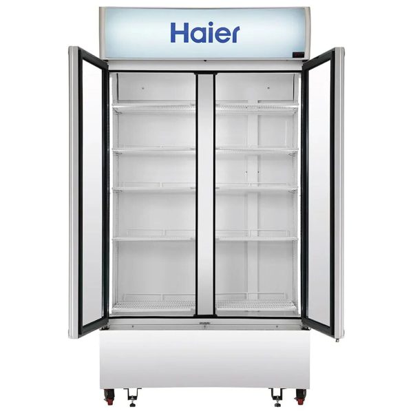 Haier HVC-1050, 1050 Litre Double Door Visi Cooler with Double layer Vacuum Glass Door, Black