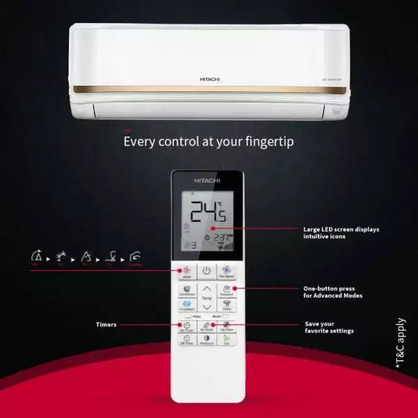 Hitachi RASG312PCAISF, 1 Ton 3 Star Inverter Split AC with ice Clean Xpandable Plus, 100% Copper and Dust Filter, Dual Gold