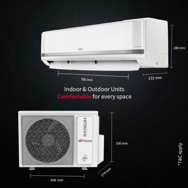 Hitachi V518PCCISH, 1.5 Ton 5 Star Inverter Split AC with Wi-Fi, 4 Way swing, 100% Copper and Dust Filter, White