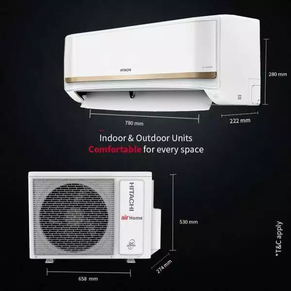 Hitachi RASG312PCAISF, 1 Ton 3 Star Inverter Split AC with ice Clean Xpandable Plus, 100% Copper and Dust Filter, Dual Gold