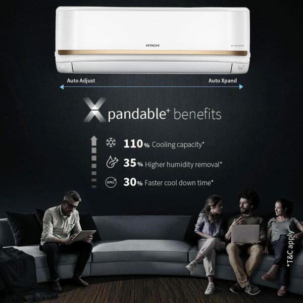 Hitachi RASG322PCAISF, 1.8 Ton 3 Star Inverter Split AC with Xpandable Plus, 100% Copper and Dust Filter, Dual Gold