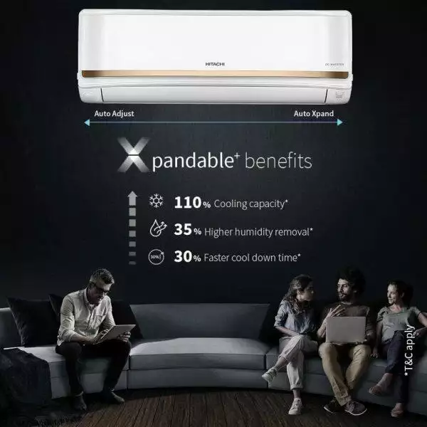 Hitachi RASG312PCAISF, 1 Ton 3 Star Inverter Split AC with ice Clean Xpandable Plus, 100% Copper and Dust Filter, Dual Gold