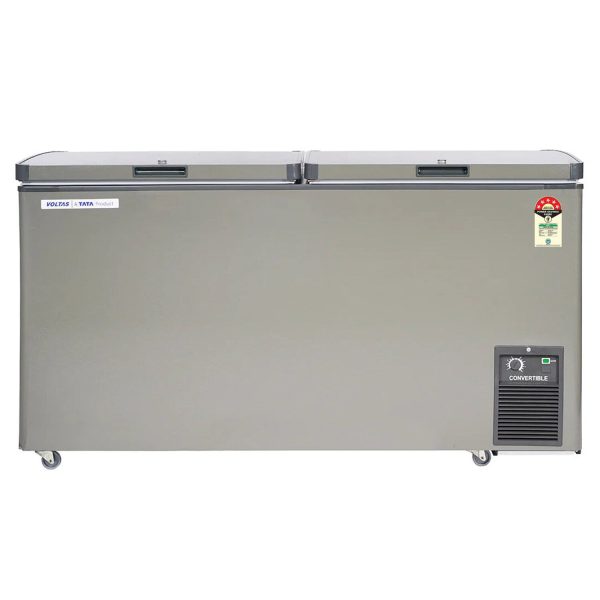 Voltas CVF460, 460 Litre Convertible Double Door Deep Freezer with 5 Star Rating and 4 Year Compressor Warranty, Grey