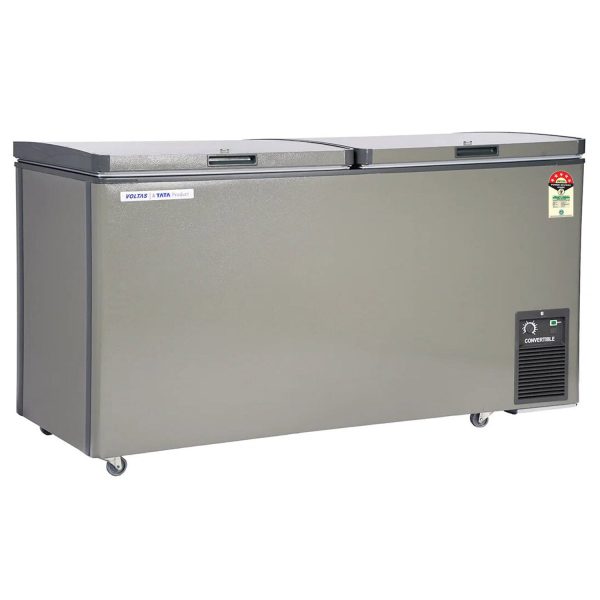 Voltas CVF460, 460 Litre Convertible Double Door Deep Freezer with 5 Star Rating and 4 Year Compressor Warranty, Grey