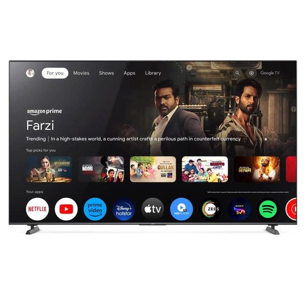 AKAI AL100GQU-SFWS, 4K Google TV with Bezel Less Display and Built in Chromecast, Black