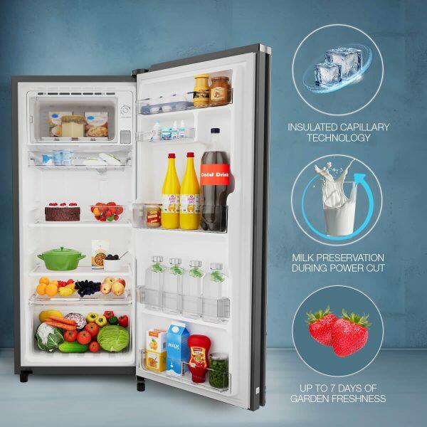 Whirlpool 215 IMPRO GD PRM, 192 Litre 4 Star Icemagic Pro Direct Cool-Single Door Glass Finish Refrigerator with Inverter Compressor and and Upto 7 Days Garden Freshness, Silvia