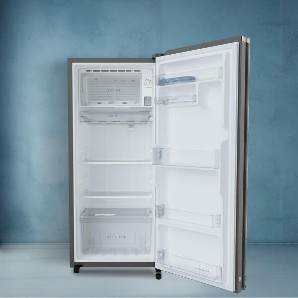 Whirlpool 215 IMPRO GD PRM, 192 Litre 4 Star Icemagic Pro Direct Cool-Single Door Glass Finish Refrigerator with Inverter Compressor and and Upto 7 Days Garden Freshness, Silvia