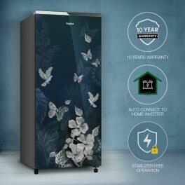 Whirlpool 215 IMPRO GD PRM, 192 Litre 4 Star Icemagic Pro Direct Cool-Single Door Glass Finish Refrigerator with Inverter Compressor and and Upto 7 Days Garden Freshness, Silvia