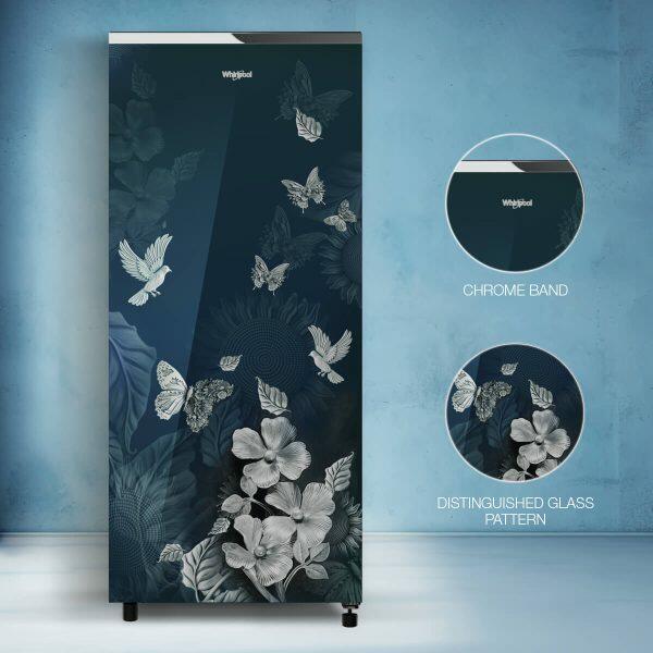 Whirlpool 215 IMPRO GD PRM, 192 Litre 4 Star Icemagic Pro Direct Cool-Single Door Glass Finish Refrigerator with Inverter Compressor and and Upto 7 Days Garden Freshness, Silvia