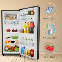 Whirlpool Icemagic Pro 215GD PRM, 192 Litre 5 Star Glass Finish Single Door Refrigerator with Up-To 7 Days of Garden Freshness, Gold Dust