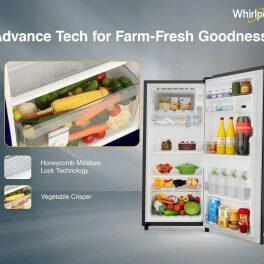 Whirlpool 215 IMPRO GD PRM, 192 Litre 5 Star Icemagic Pro Direct Cool-Single Door Refrigerator with Inverter Compressor and and Upto 7 Days Garden Freshness, CRYSTAL BLACK