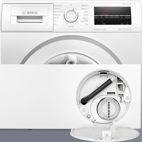 Bosch WNA14400IN, 9/6 KG Inverter Fully Automatic Front Load Washer Dryer with Inbuilt Heater and 1400 RPM, White