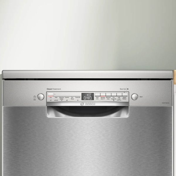 Bosch SMS6IKI01I, 14 Place Dishwasher with Wi-Fi, Steam, Dosage Assist and Rackmatic, Silver Inox