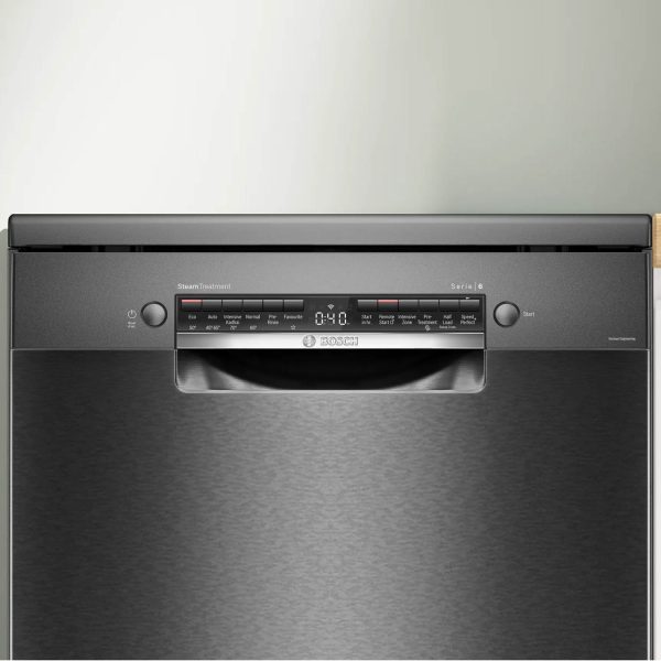 Bosch SMS6HMC00I, 15 Place Free-Standing Dishwasher with Wi-Fi, Steam, Rackmatic, VarioFlex Baskets and Vario Drawer, Black Inox
