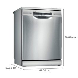 Bosch SMS6IKI01I, 14 Place Dishwasher with Wi-Fi, Steam, Dosage Assist and Rackmatic, Silver Inox