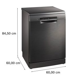 Bosch SMS6HMC00I, 15 Place Free-Standing Dishwasher with Wi-Fi, Steam, Rackmatic, VarioFlex Baskets and Vario Drawer, Black Inox