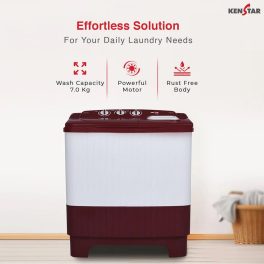 Kenstar WM KS75PL-SRU7, 7.5 KG Semi Automatic Washing Machine, 2 wash programs,Aqua Force Technology, Red