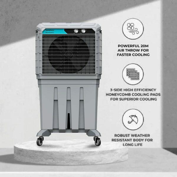 Symphony Movicool, 200 Litre Large Space Commercial Air Cooler with 3 Side HoneyComb Pads, Grey