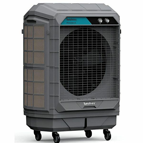 Symphony Movicool XE, 100 Litre Desert Air Cooler with 3-Side Honeycomb Pads, 21 Meter Air Throw and Heavy Duty Wheels, Grey