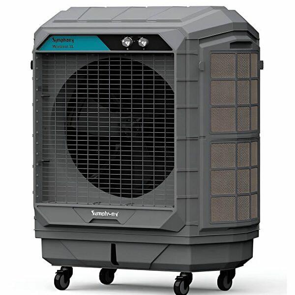 Symphony Movicool XE, 100 Litre Desert Air Cooler with 3-Side Honeycomb Pads, 21 Meter Air Throw and Heavy Duty Wheels, Grey