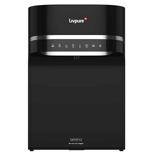 Livpure Sereno, 8-Stage Filtration Water Purifier, RO+UV+UF+Minerals +Copper | 5.5 Litre Stainless Steel Tank, No Service Cost for 2.5 Years, Black