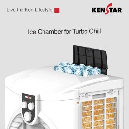 Kenstar Turbcool Neo, 50 Litre Desert Air Cooler with Wood Wool Cooling Pads, Motorised Louvre Movement, Ice Chamber, Powerful Fan and Inverter Compatible, White