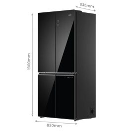 Haier HRB-600KGU1, 520 L 3 Star Lumiere Series Wi-Fi enabled 4-Door Side by Side frost free Refrigerator with 85% Convertible Fridge & Expert Inverter Technology, Black Glass