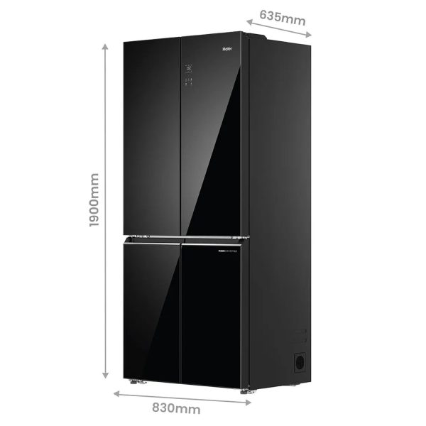 Haier HRB-600KGU1, 520 L 3 Star Lumiere Series Wi-Fi enabled 4-Door Side by Side frost free Refrigerator with 85% Convertible Fridge & Expert Inverter Technology, Black Glass