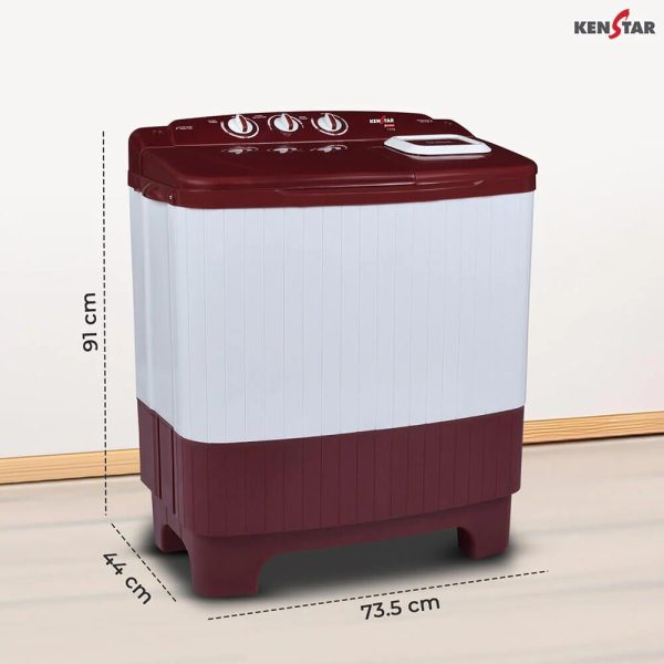 Kenstar WM KS75PL-SRU7, 7.5 KG Semi Automatic Washing Machine, 2 wash programs,Aqua Force Technology, Red