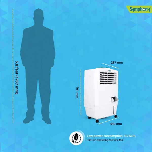 Symphony mastercool 20 Liter Personal Air Cooler with Powerful Blower and Honeycomb Pad - 20L, White